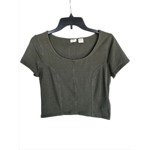 Levi's Mars Corset T-Shirt SS Scoop Neck Crop Top Bistro Green Size M EUC